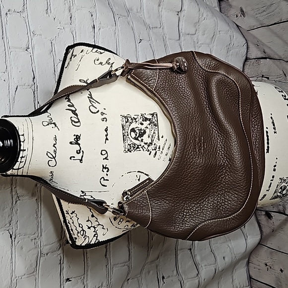 Dooney & Bourke Brown Pebble Leather Bucket Shoulder Bag - Picture 1 of 7